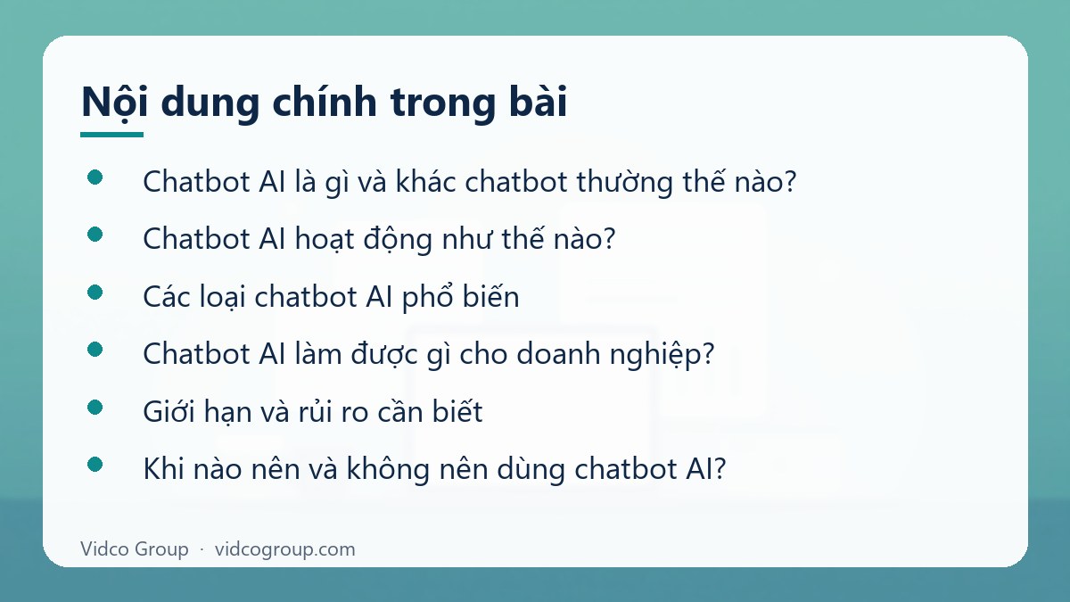 Nội dung chính: Chatbot AI là gì