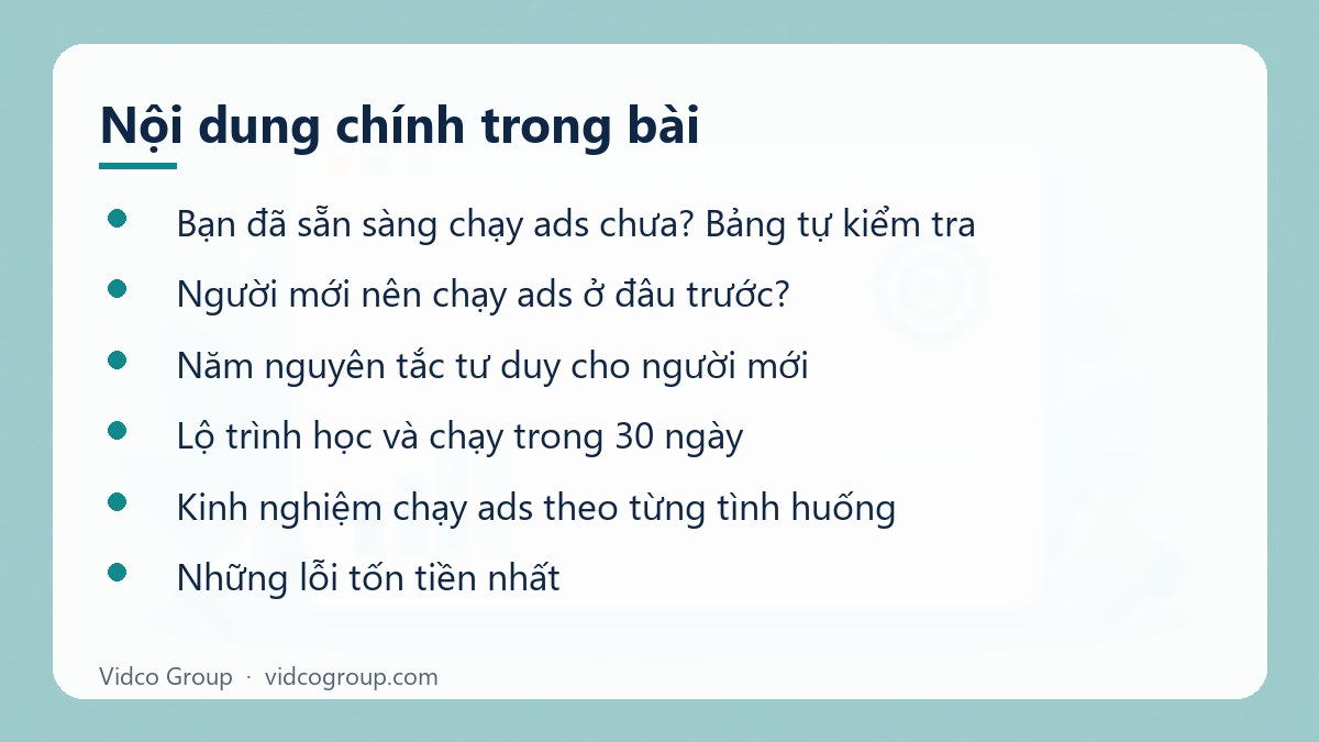 Nội dung chính: Chạy ads cho người mới