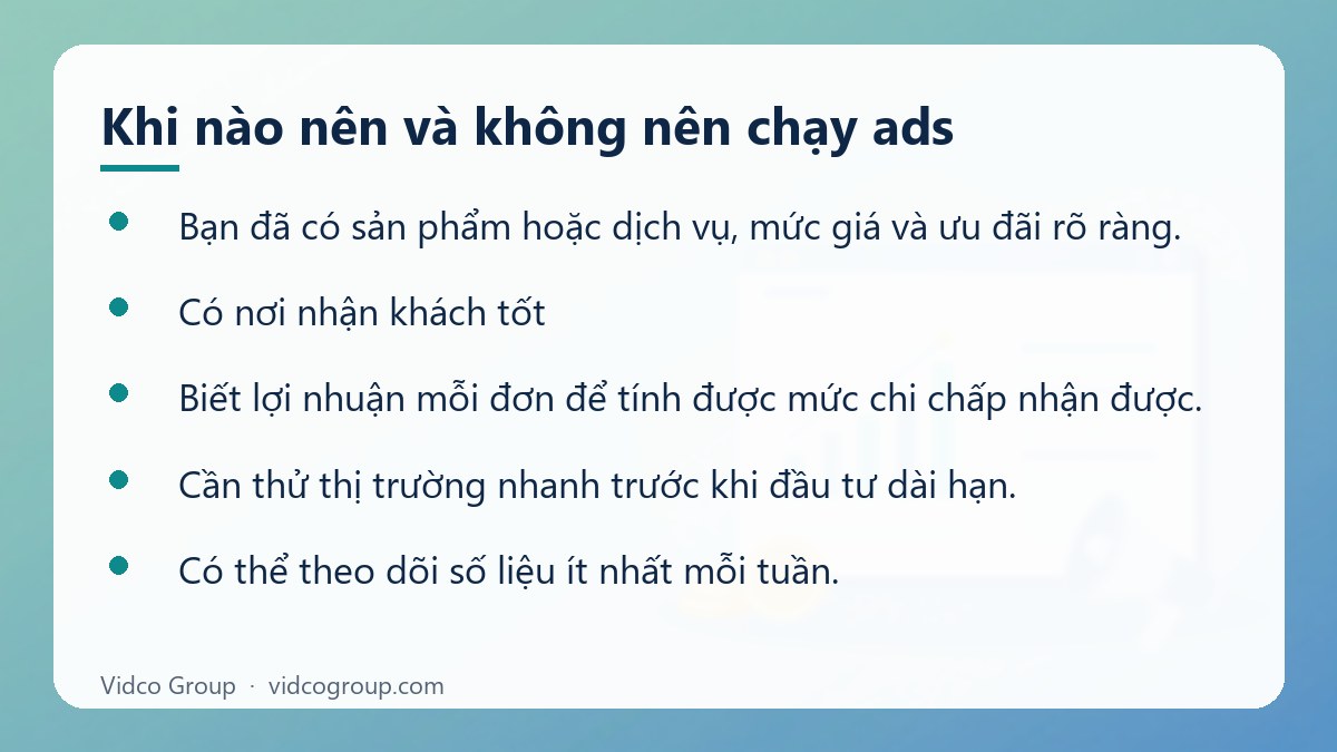 Danh sách: Khi nào nên và không nên chạy ads