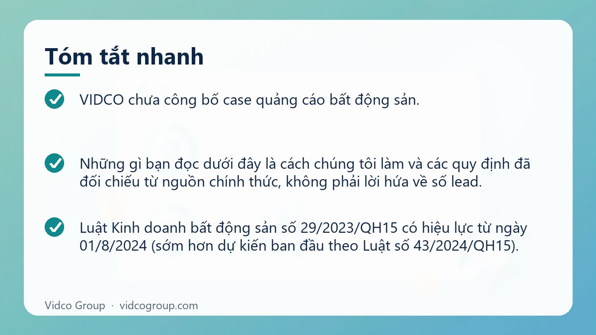 Tóm tắt nhanh: Dịch vụ quảng cáo bất động sản