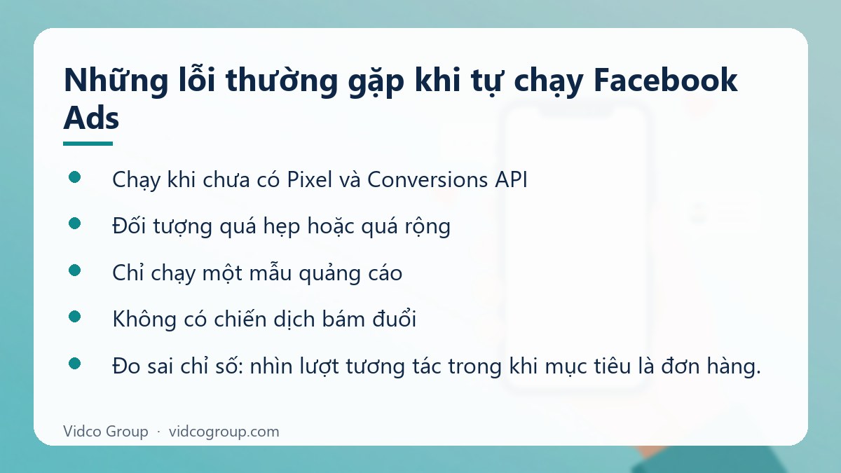 Danh sách: Những lỗi thường gặp khi tự chạy Facebook Ads