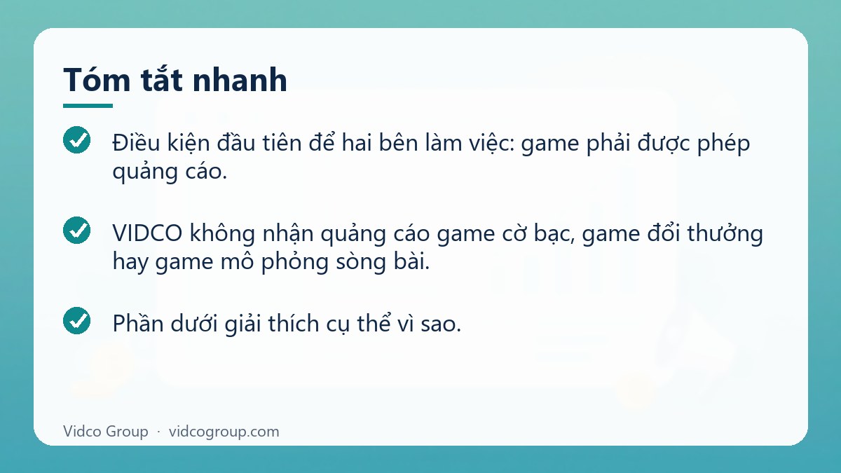 Tóm tắt nhanh: Dịch vụ quảng cáo game