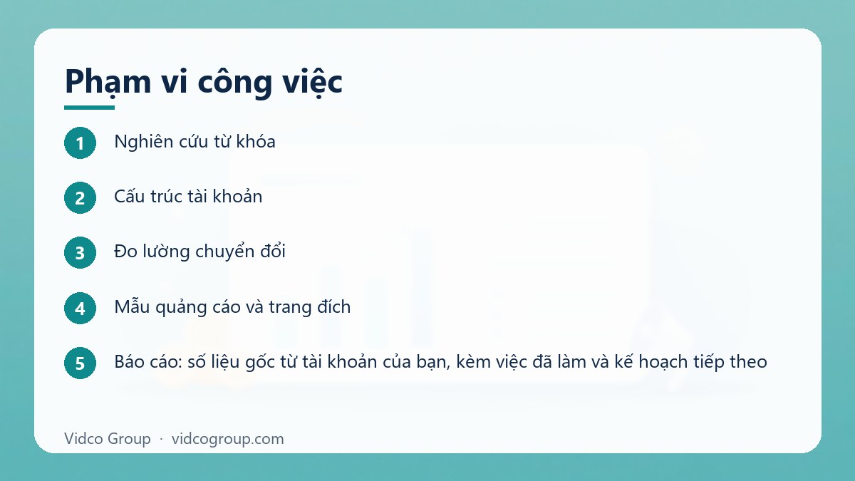 Các bước: Phạm vi công việc