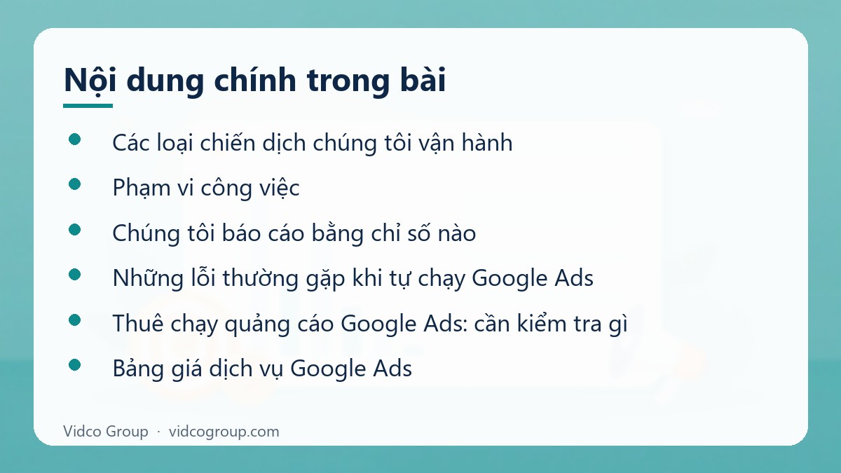 Nội dung chính: Dịch vụ quảng cáo Google Ads