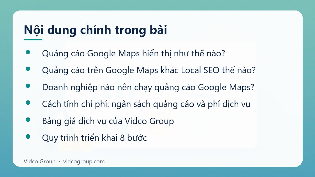 Nội dung chính: Dịch vụ quảng cáo Google Map