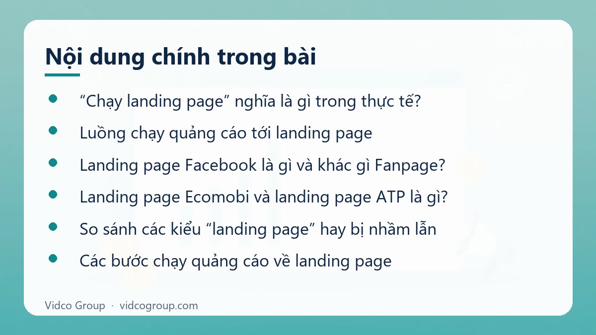 Nội dung chính: Chạy Landing Page Là Gì