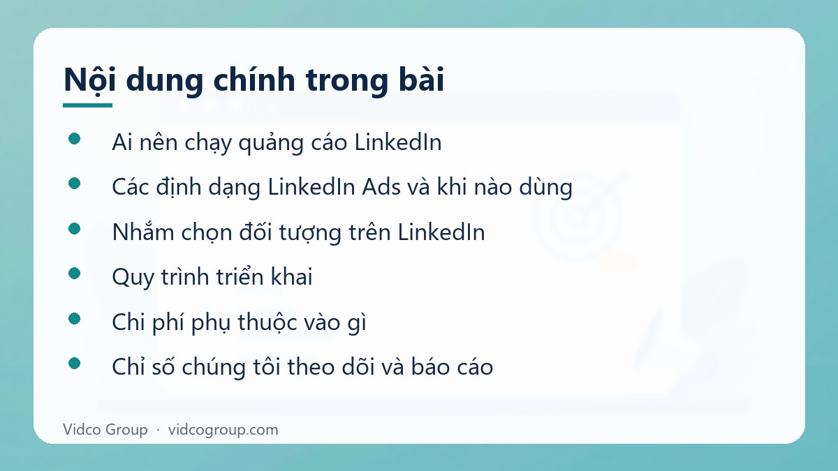 Nội dung chính: Dịch vụ quảng cáo LinkedIn cho B2B và tuyển dụng