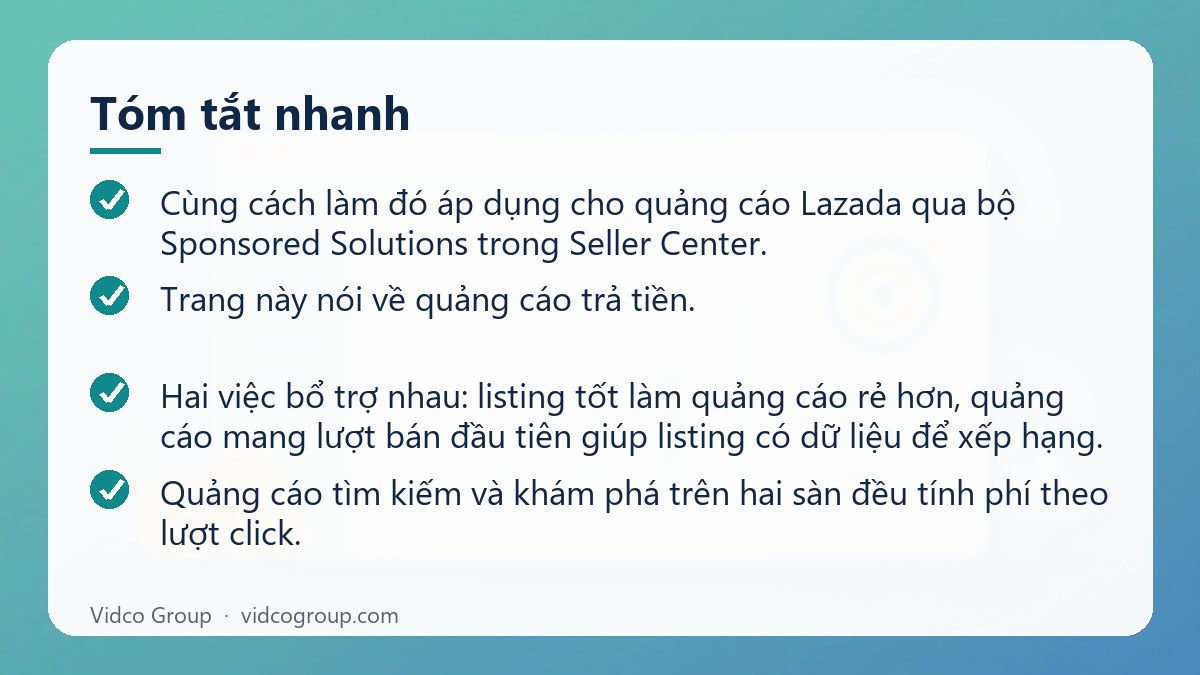 Tóm tắt nhanh: Dịch vụ chạy quảng cáo Shopee, Lazada