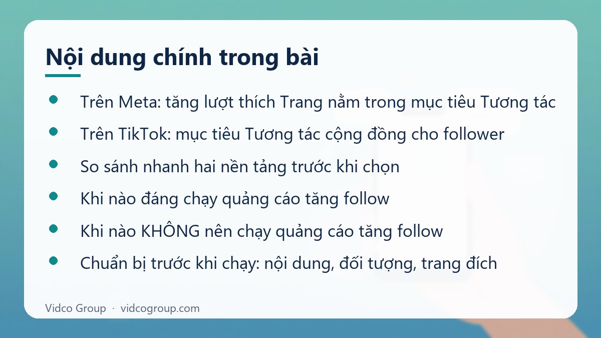 Nội dung chính: Chạy quảng cáo tăng follow Meta và TikTok đúng chính sách