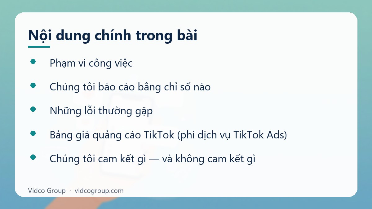 Nội dung chính: Dịch Vụ Chạy Quảng Cáo TikTok Ads & TikTok Shop — Phạm Vi, Quy Trình, Bảng Giá