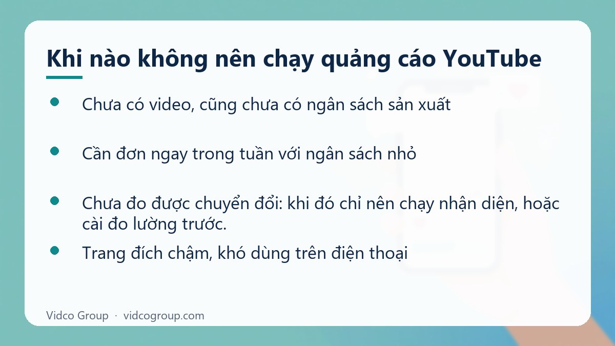 Danh sách: Khi nào không nên chạy quảng cáo YouTube