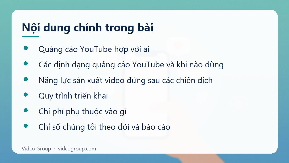 Nội dung chính: Dịch vụ quảng cáo YouTube