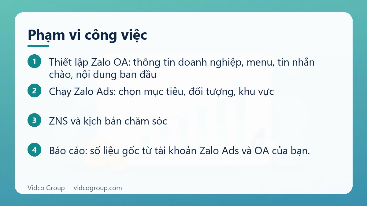 Các bước: Phạm vi công việc