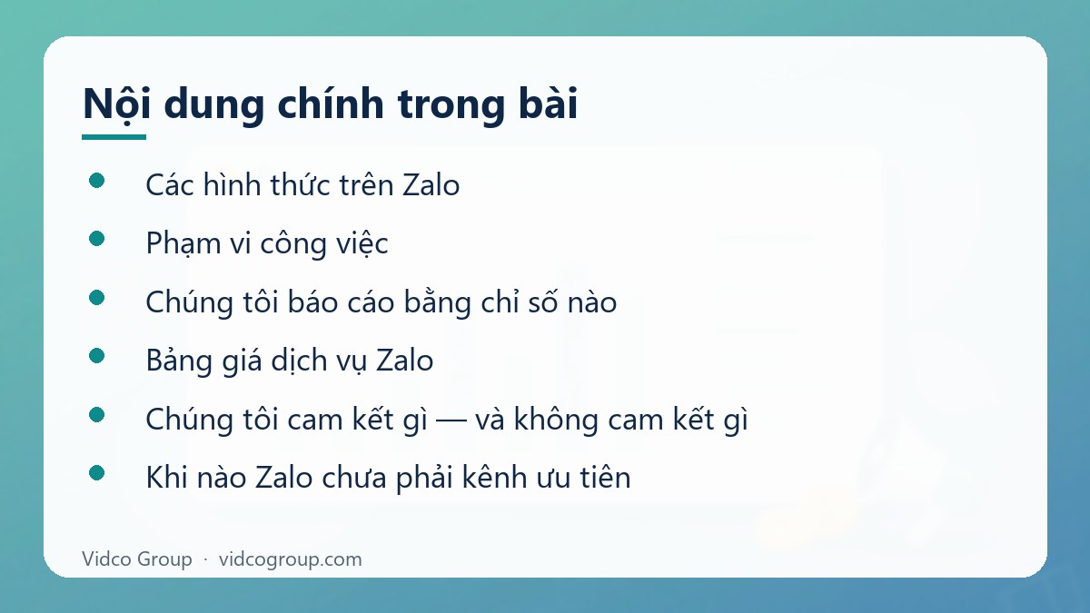 Nội dung chính: Dịch Vụ Chạy Quảng Cáo Zalo — Zalo Ads, Zalo OA Và ZNS