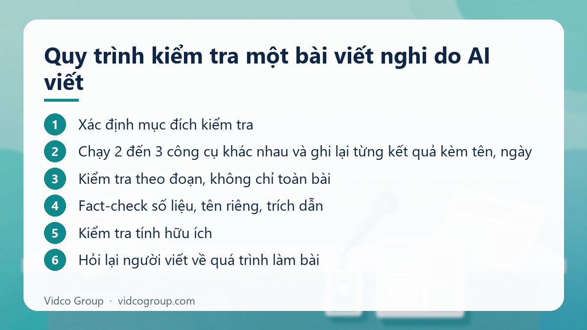 Các bước: Quy trình kiểm tra một bài viết nghi do AI viết