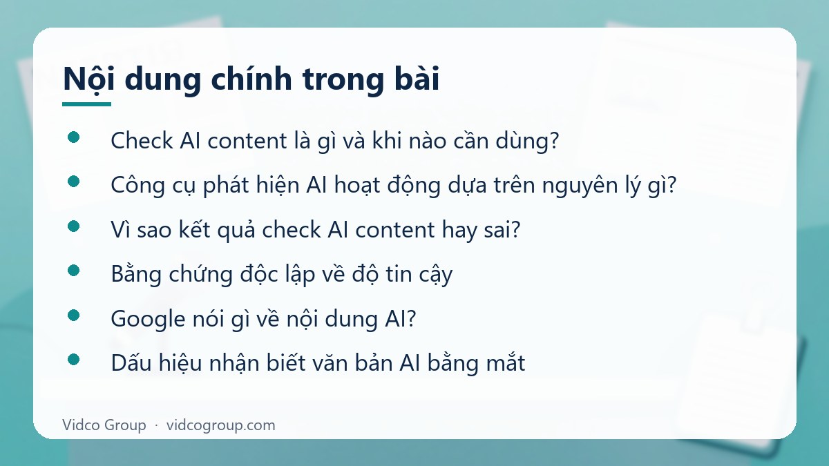 Nội dung chính: Check AI content