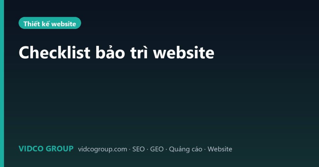 Checklist bảo trì website