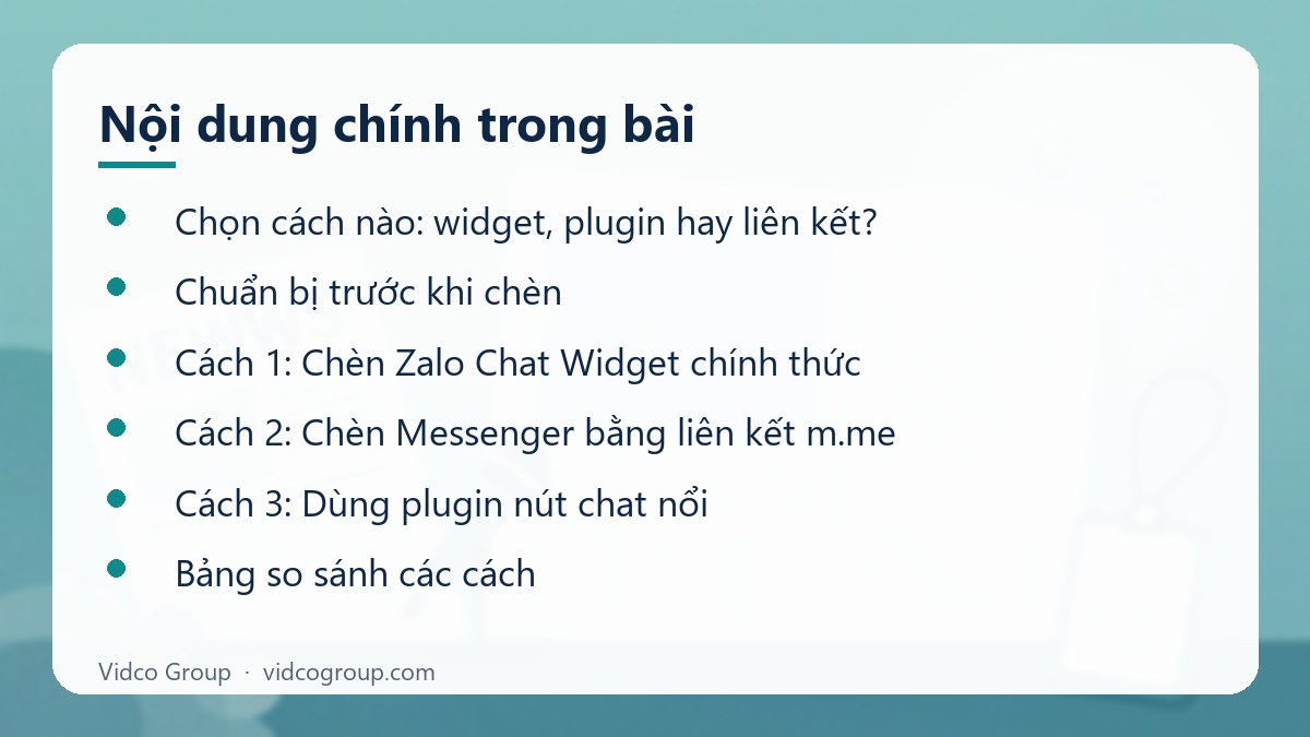 Nội dung chính: Chèn nút chat Zalo, Messenger vào website WordPress