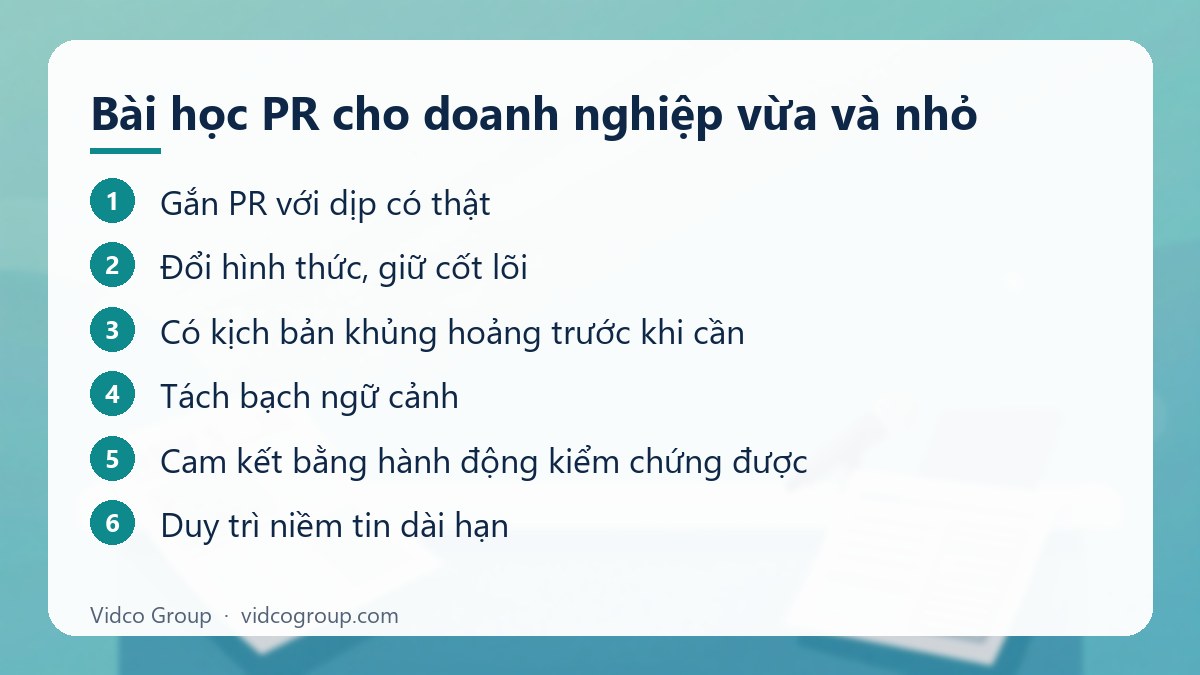 Các bước: Bài học PR cho doanh nghiệp vừa và nhỏ