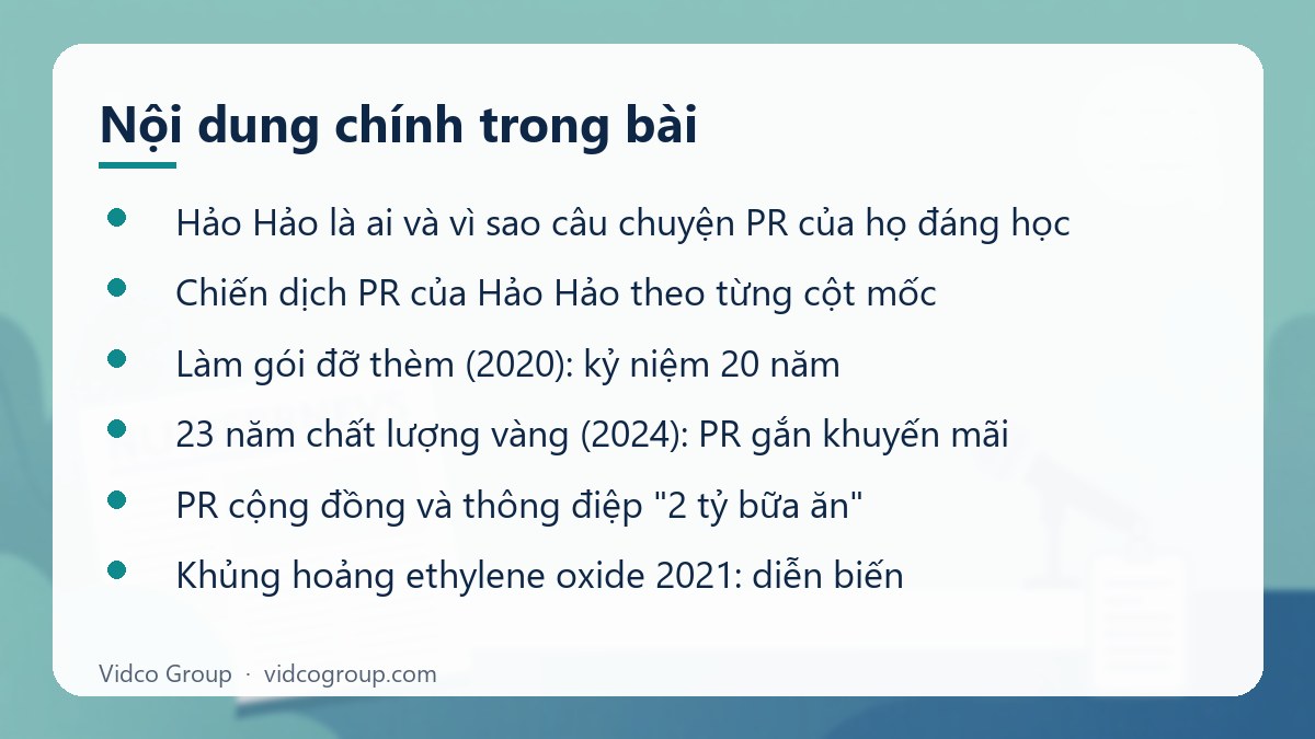 Nội dung chính: Chiến dịch PR của Hảo Hảo