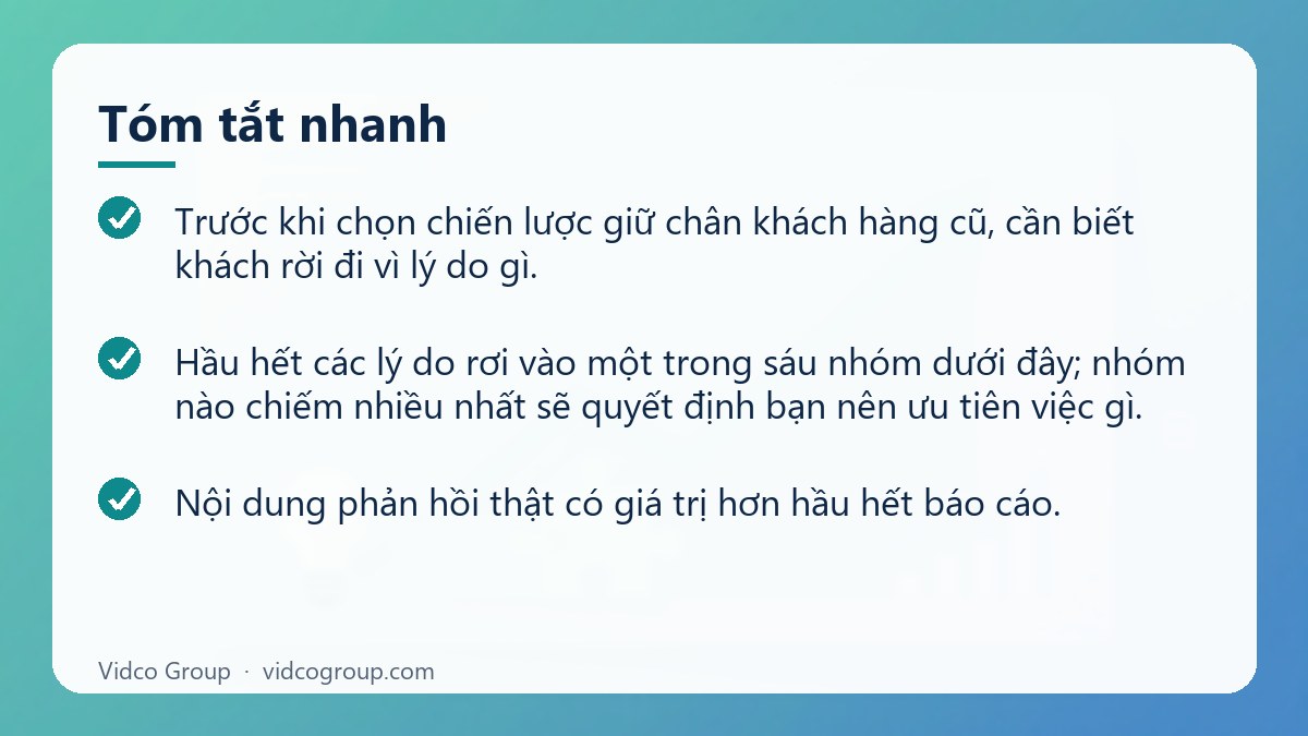 Tóm tắt nhanh: Chiến lược giữ chân khách hàng cũ
