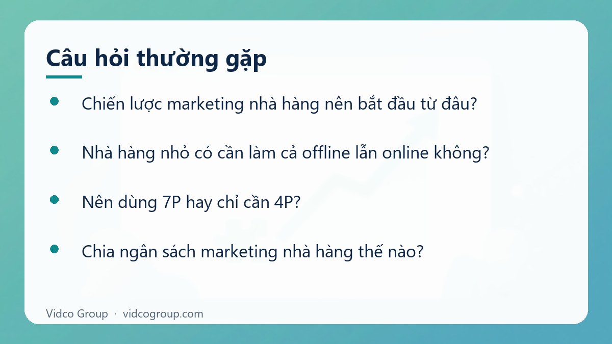Một số câu hỏi thường gặp về Chiến lược marketing nhà hàng