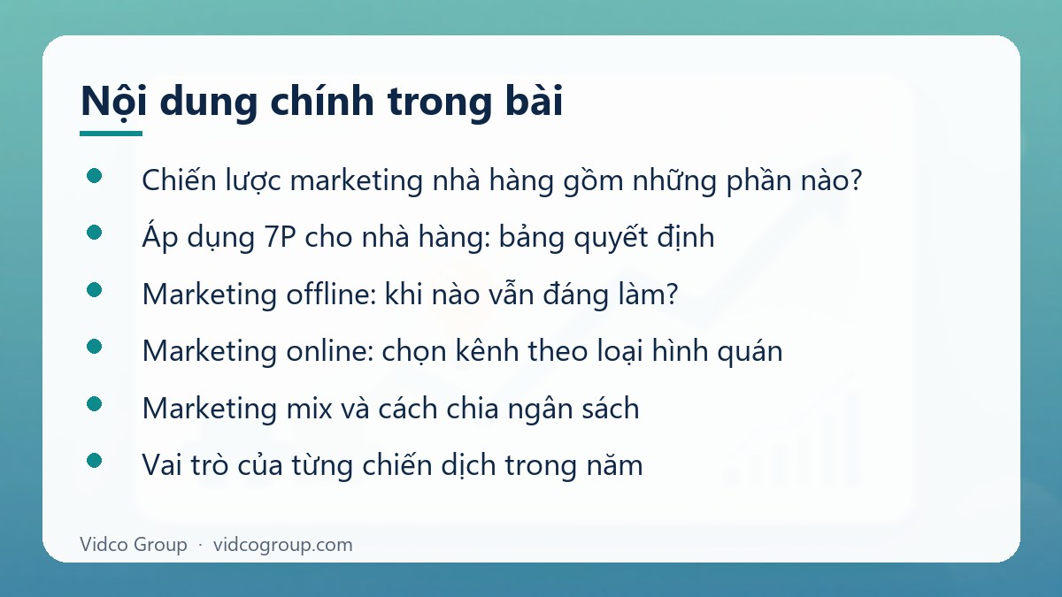 Nội dung chính: Chiến lược marketing nhà hàng
