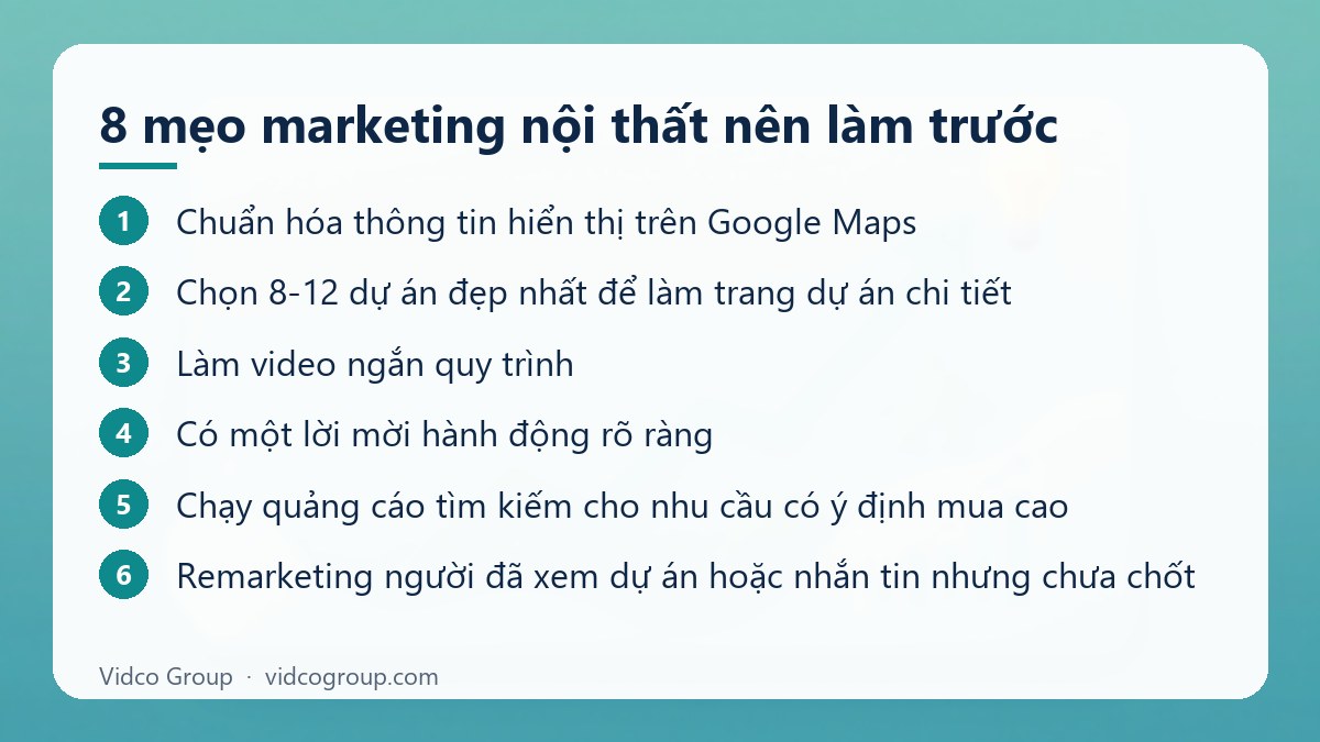 Các bước: 8 mẹo marketing nội thất nên làm trước