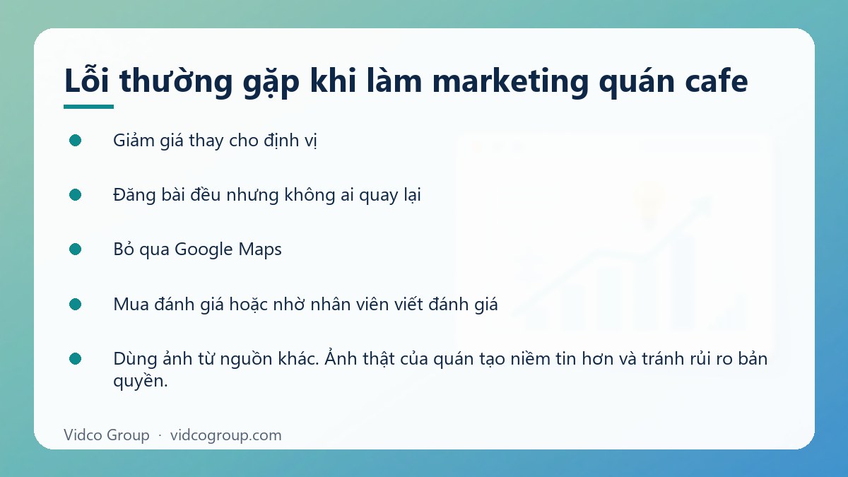 Danh sách: Lỗi thường gặp khi làm marketing quán cafe