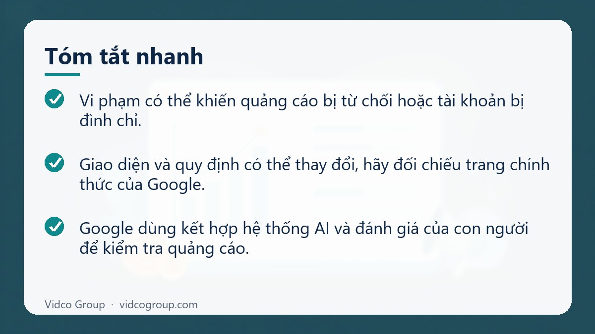 Tóm tắt nhanh: Chính sách quảng cáo Google Ads