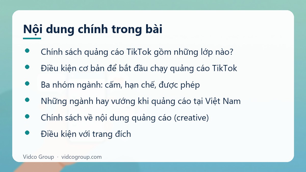 Nội dung chính: Chính Sách Quảng Cáo TikTok