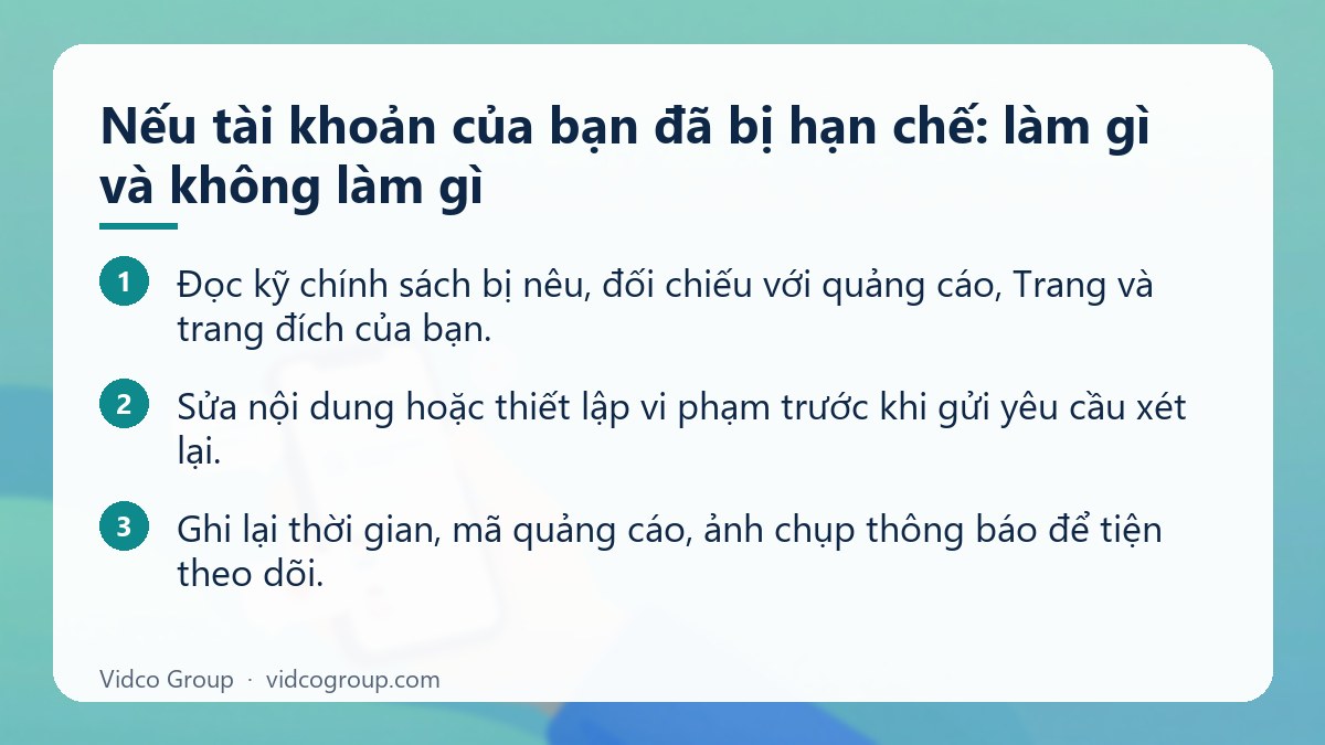 Các bước: Nếu tài khoản của bạn đã bị hạn chế: làm gì và không làm gì