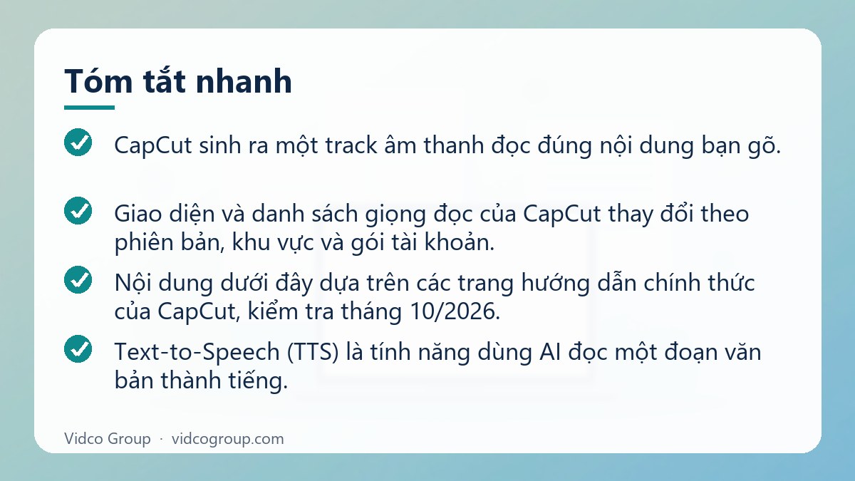 Tóm tắt nhanh: Chuyển văn bản thành giọng nói trên CapCut