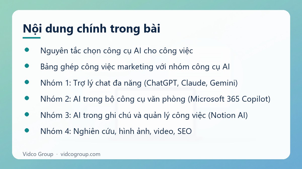 Nội dung chính: Công cụ AI tăng hiệu suất làm việc cho marketer