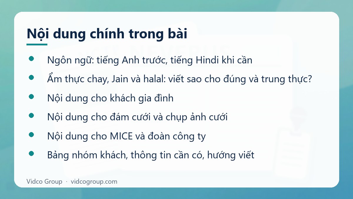 Nội dung chính: Cách viết nội dung du lịch cho khách Ấn Độ