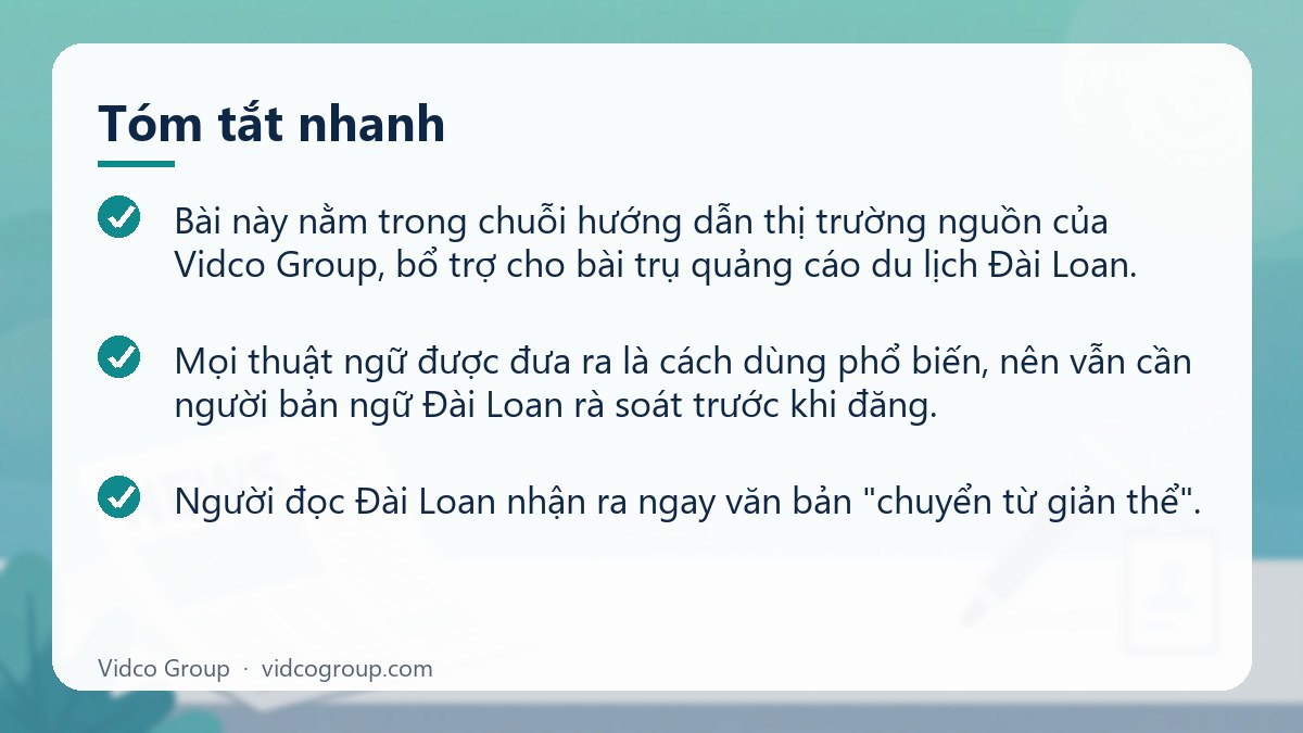 Tóm tắt nhanh: Content du lịch Đài Loan