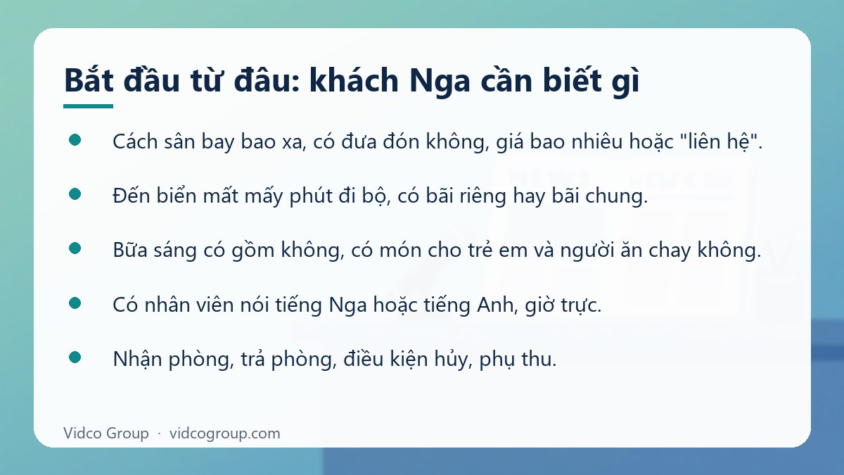 Danh sách: Bắt đầu từ đâu: khách Nga cần biết gì