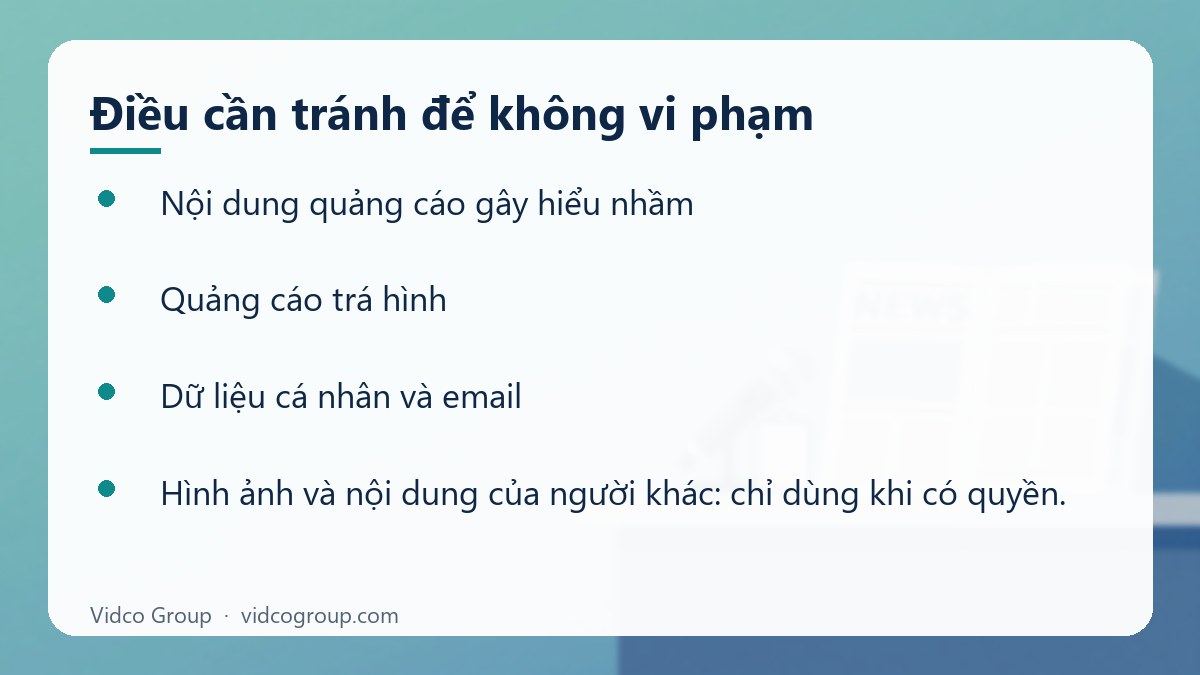 Danh sách: Điều cần tránh để không vi phạm