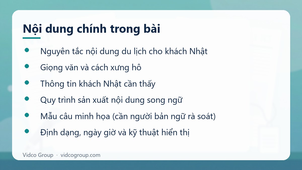 Nội dung chính: Cách viết nội dung du lịch cho khách Nhật, song ngữ