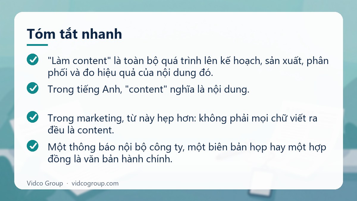 Tóm tắt nhanh: Content là gì