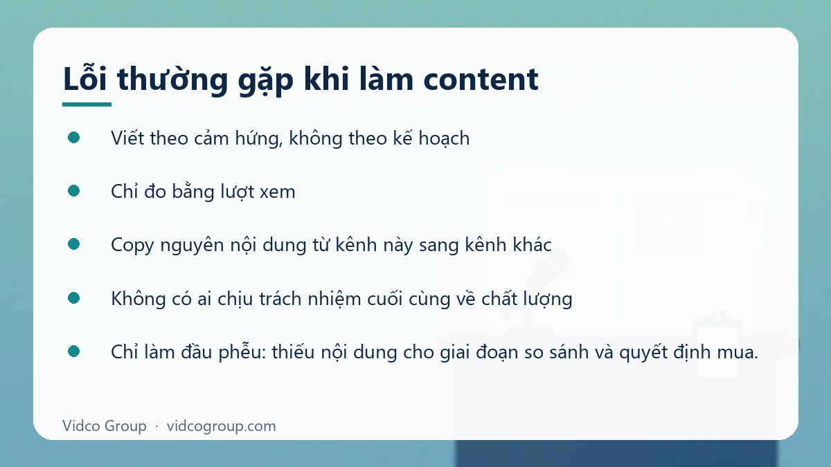 Danh sách: Lỗi thường gặp khi làm content