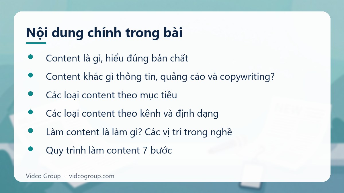 Nội dung chính: Content là gì