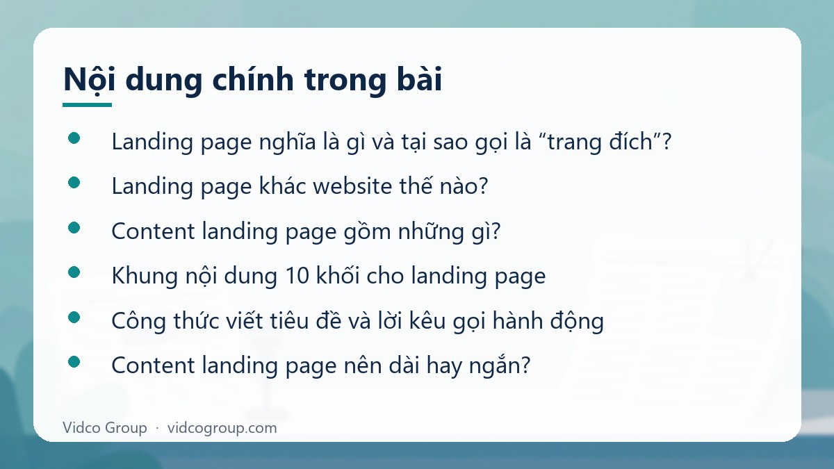 Nội dung chính: Content Landing Page Là Gì