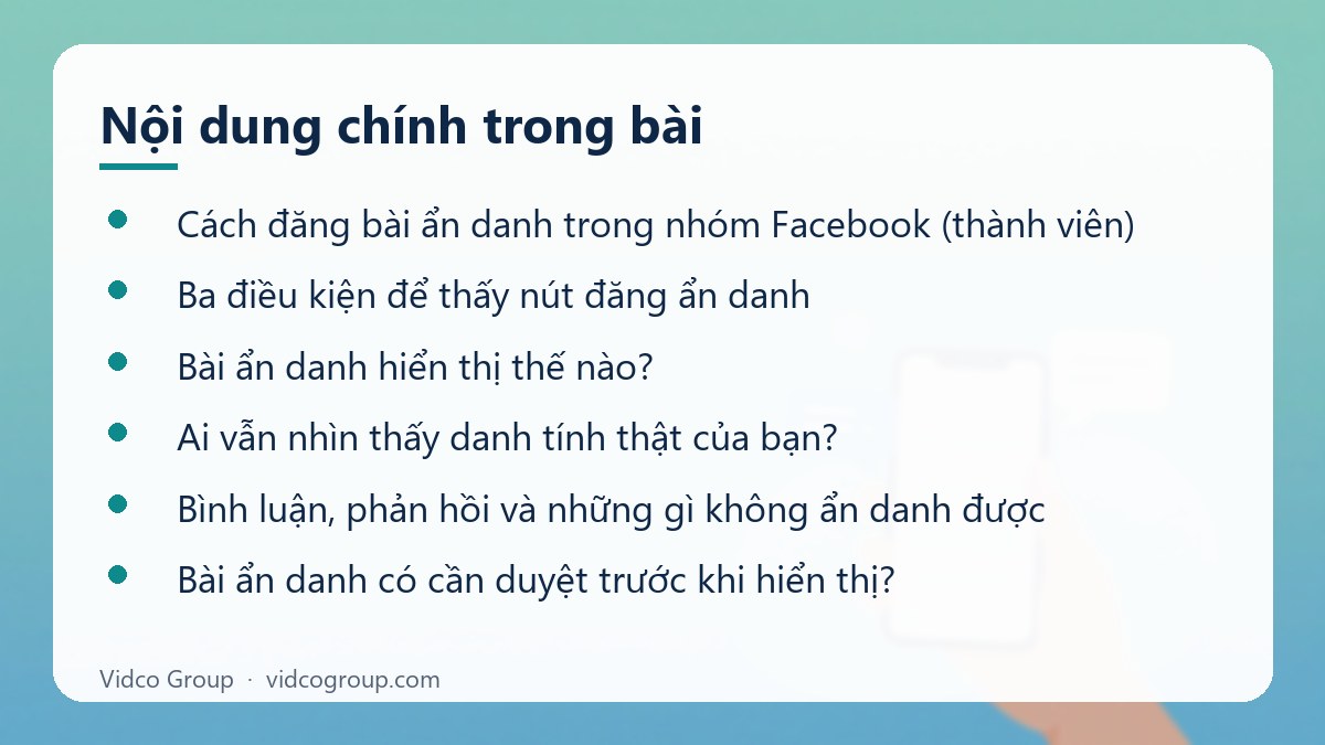 Nội dung chính: Đăng bài ẩn danh trong nhóm Facebook