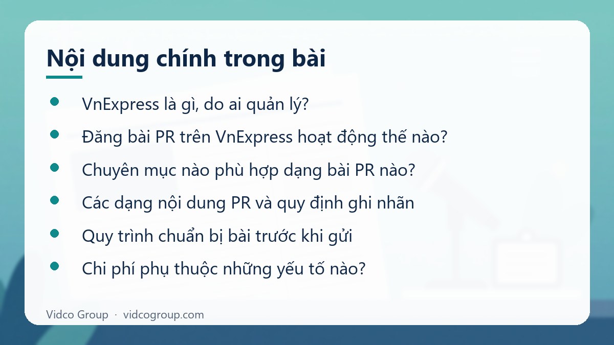 Nội dung chính: Đăng bài PR trên VnExpress