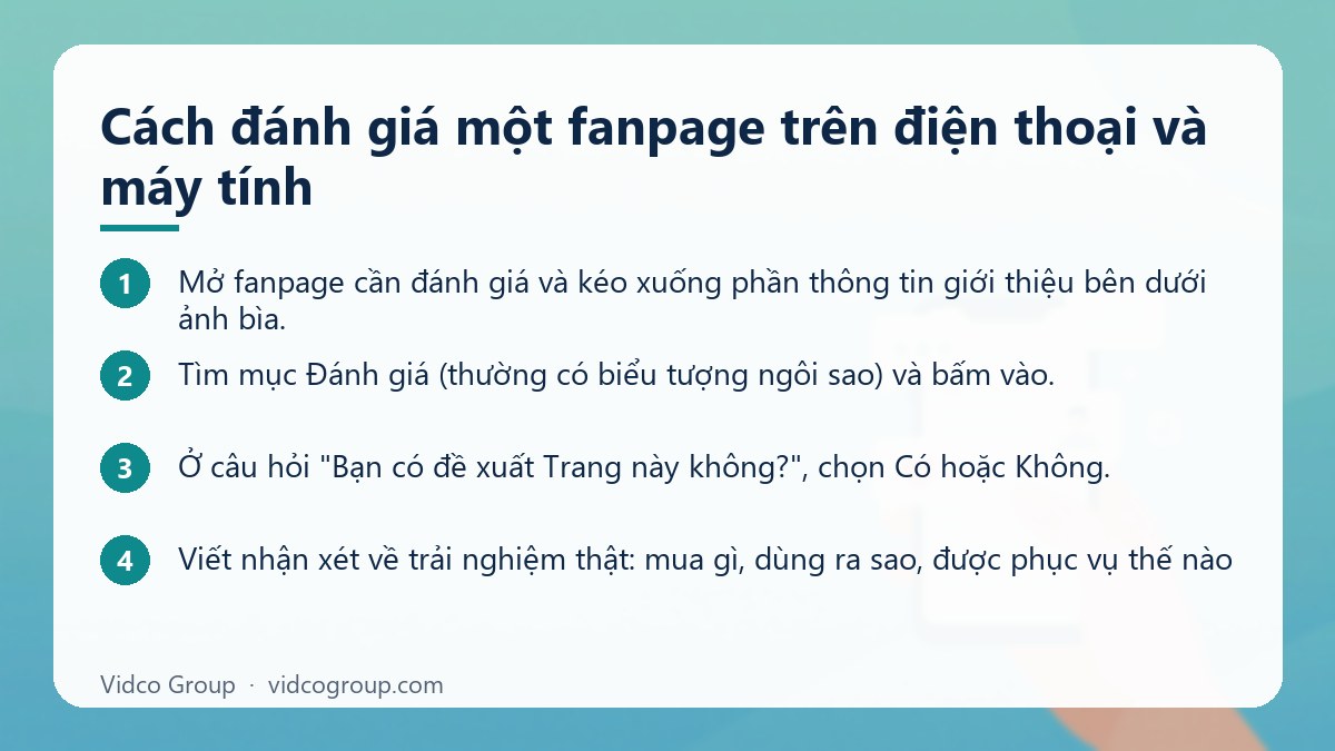 Các bước: Cách đánh giá một fanpage trên điện thoại và máy tính