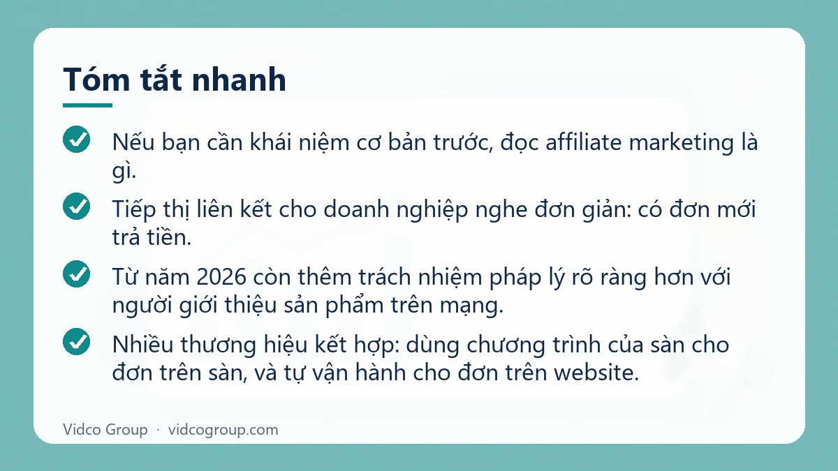 Tóm tắt nhanh: Dịch vụ affiliate marketing