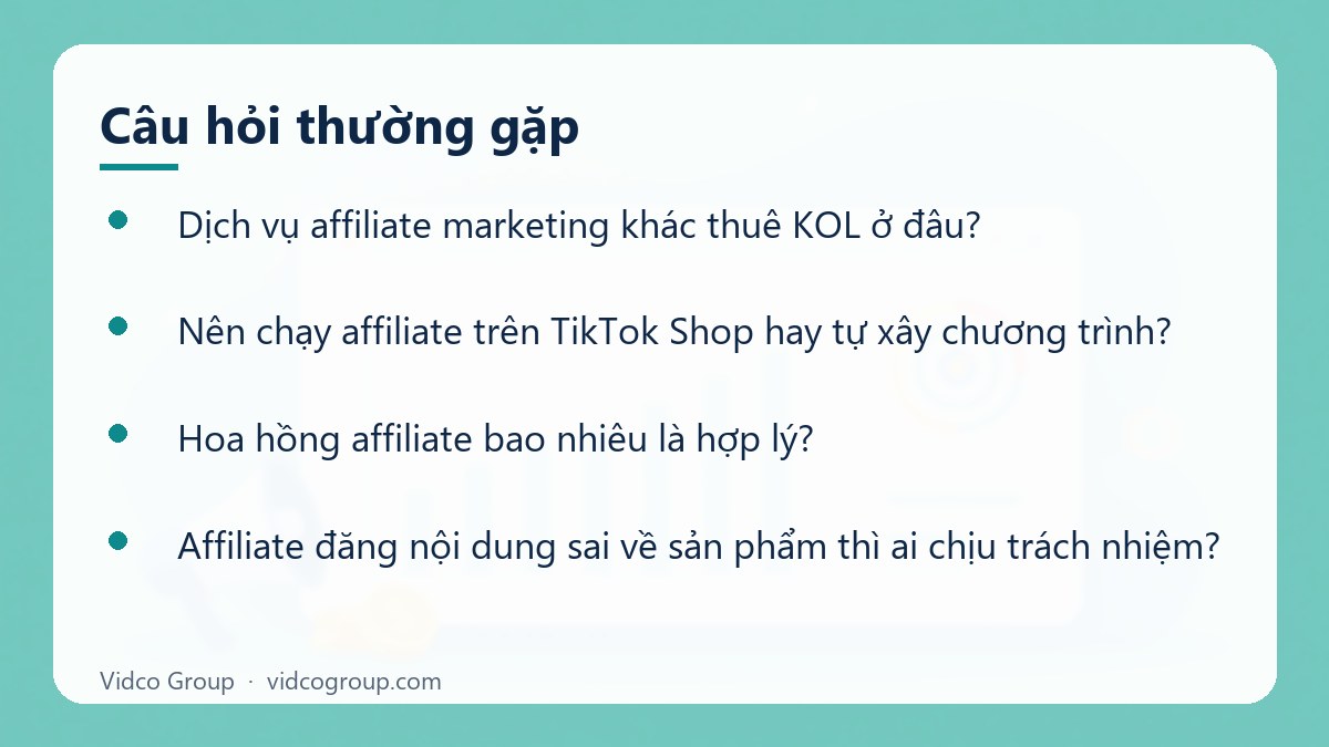 Một số câu hỏi thường gặp về Dịch vụ affiliate marketing