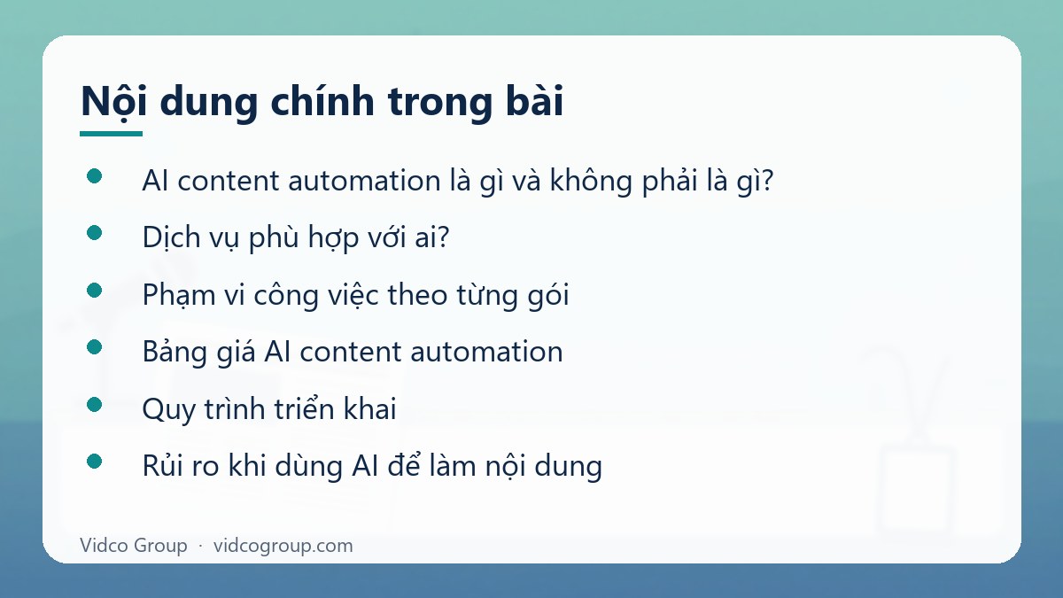 Nội dung chính: Dịch vụ AI content automation từ 8.500.000đ