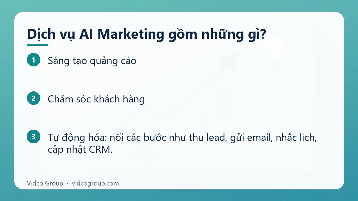 Các bước: Dịch vụ AI Marketing gồm những gì?